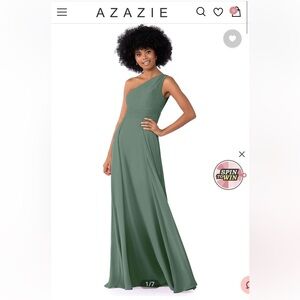 Azazie Dallas green one shoulder dress